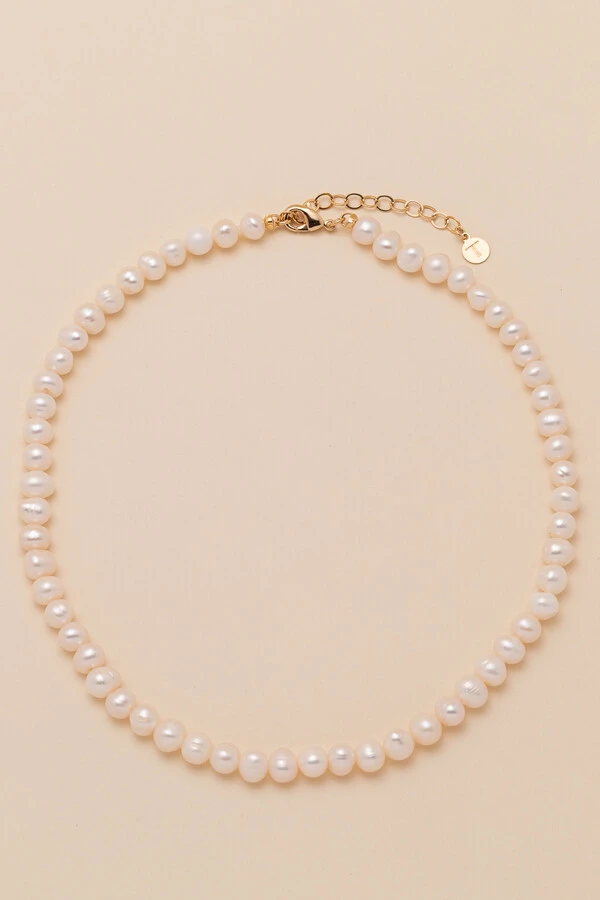 Colar Choker Siena Pérola Natural Banho Ouro 18k