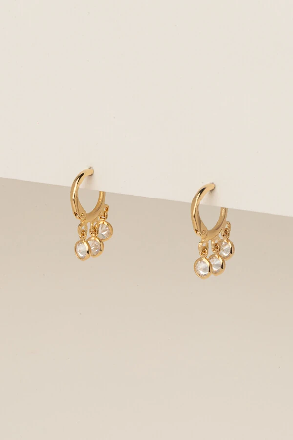 Brinco Argolinha Zircônia Cristal Banho Ouro 18K