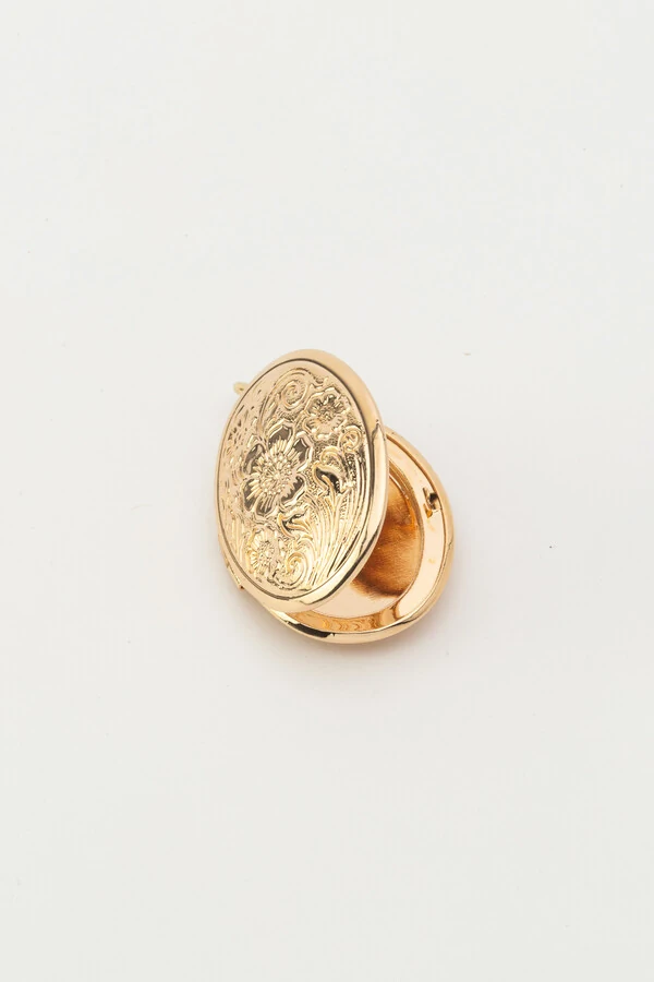 Pingente Relicário Oval Banho Ouro 18K