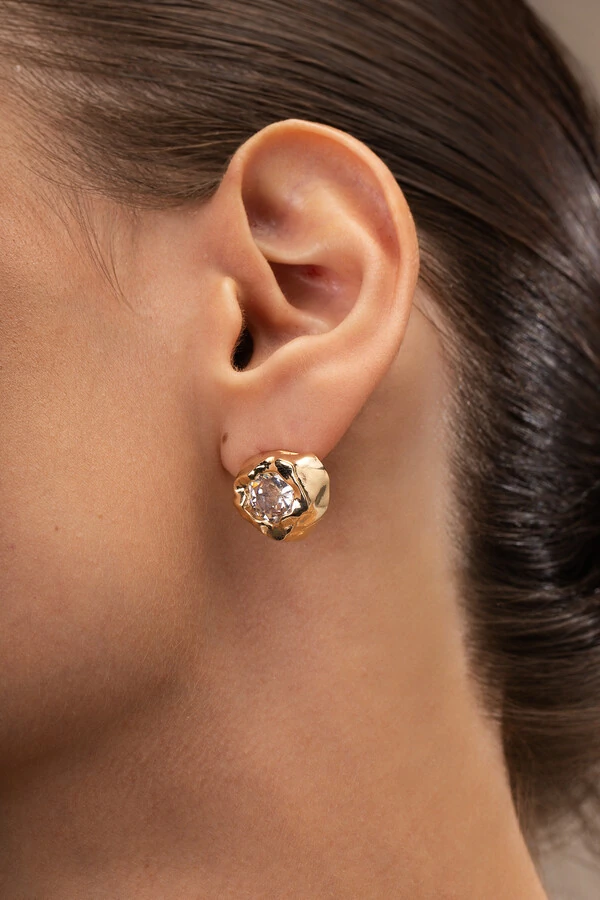 Brinco Dourado Vesúvio Zircônia Cristal