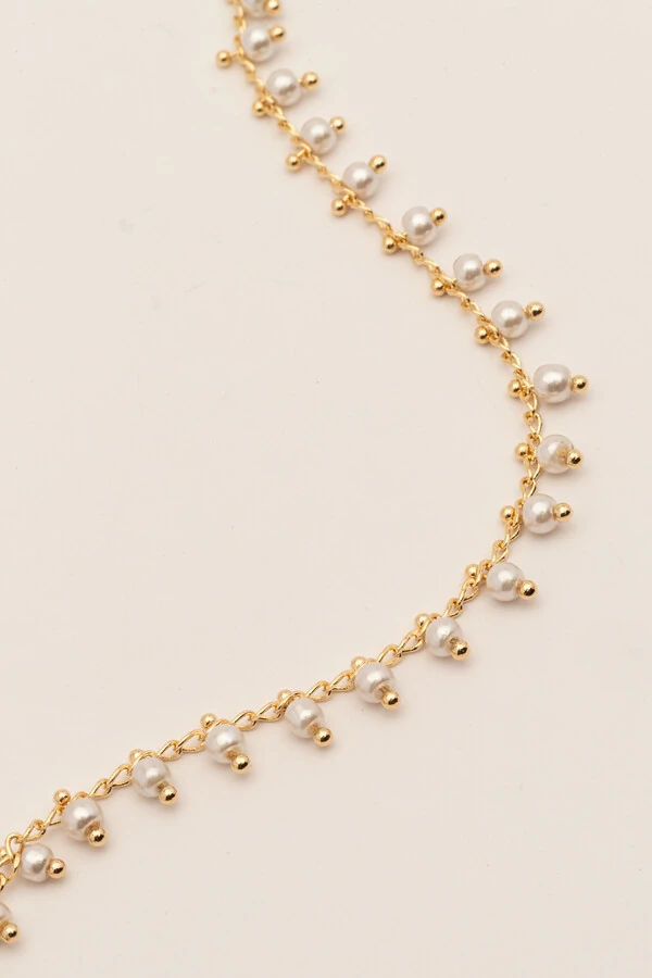 Pulseira Dourada Mini Pérolas