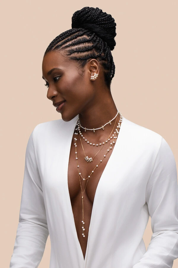 Colar Siena Fio Pérola Natural Banho Ouro 18K