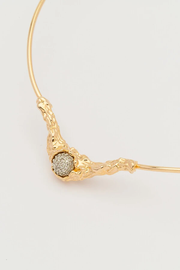 Colar Aro Choker Lava Zircônia Cristal