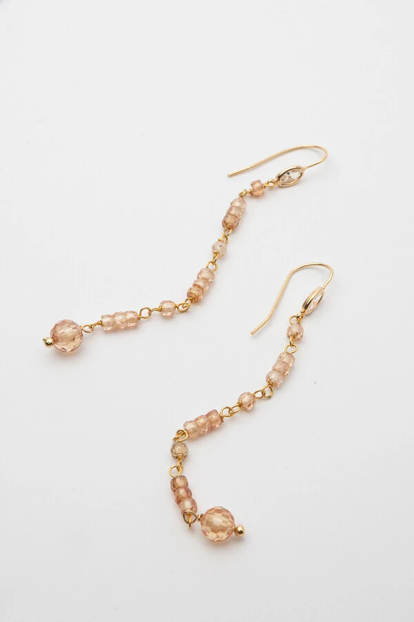 Brinco Fio Cristal Banho Ouro 18K