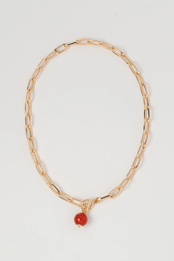 Colar Dourado Jardins Pingente Jade