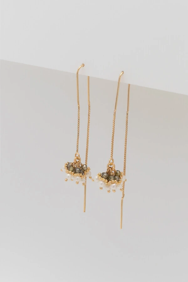 Brinco Anzol Fio Veneza Cachinho Banho Ouro 18K