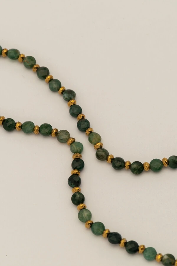 Colar Dawn Jasper Jade Oceano Banho Ouro 18K