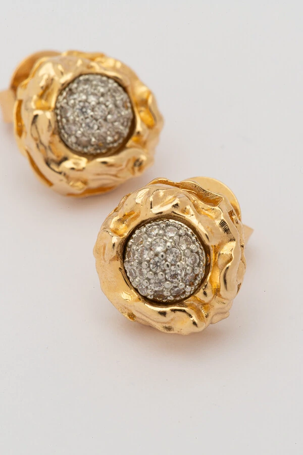 Brinco Dourado Lava Zircônia Cristal