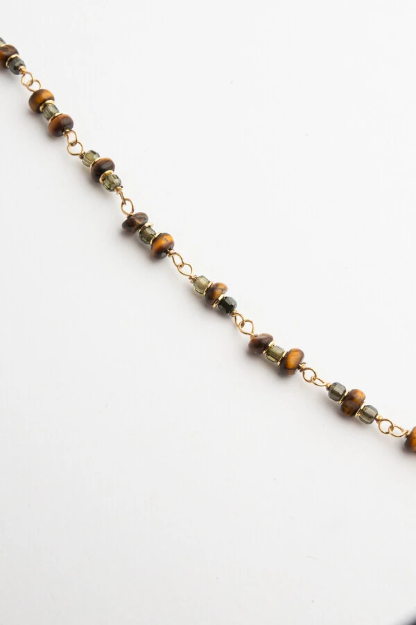 Pulseira Liana Olho de Tigre Banho Ouro 18K