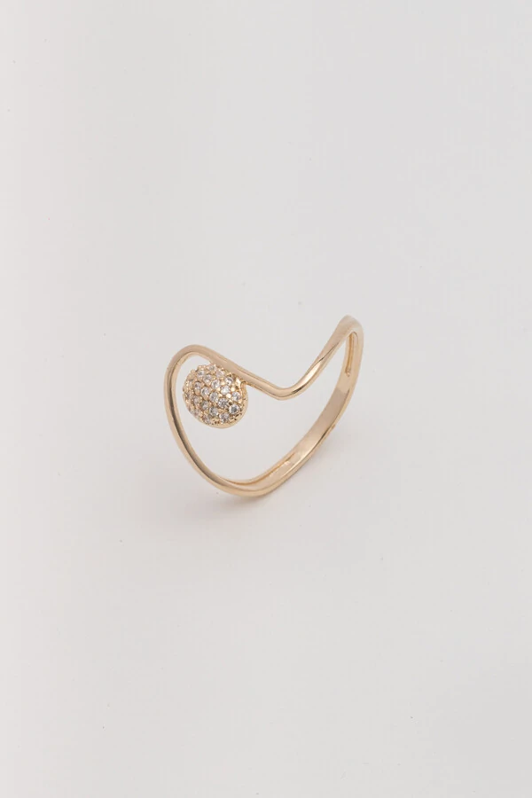 Anel Curvas Zircônia Banho ouro 18K