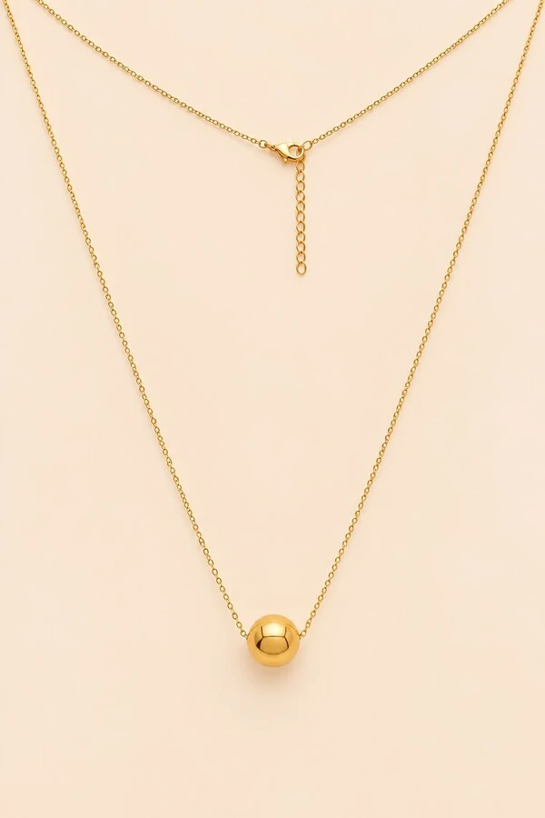 Colar Longo Bola Chic Banho Ouro 18k