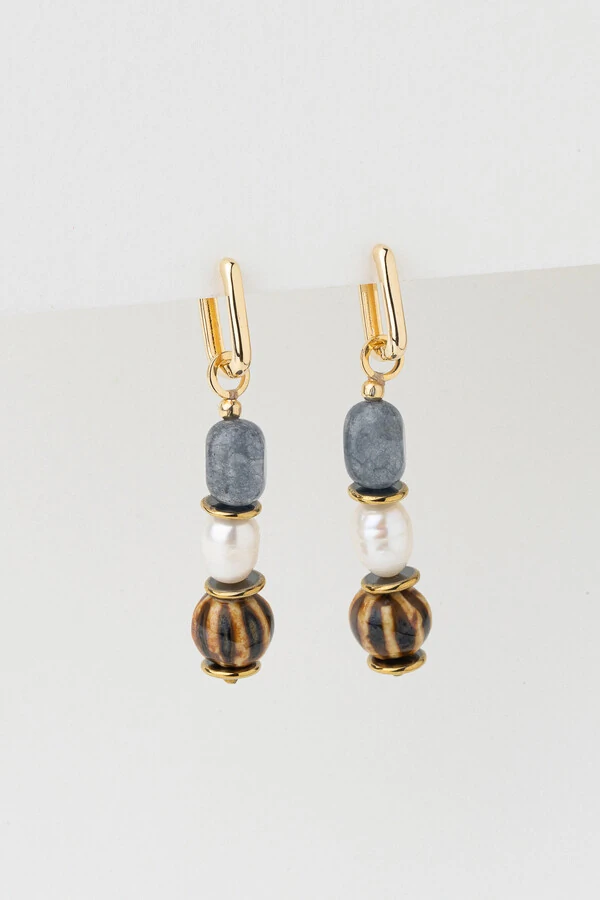 Brinco Boho Dream Azul Banho Ouro 18K