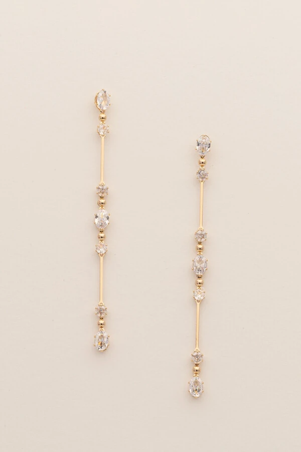 Brinco Dourado Palito Zircônia