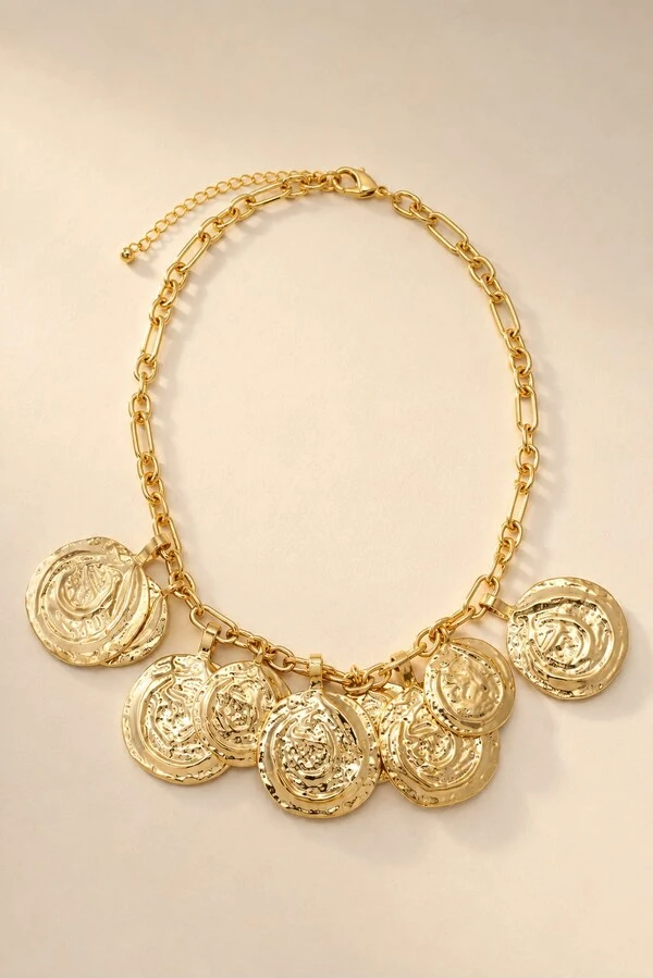 Colar Dourado Placas Orgânicas