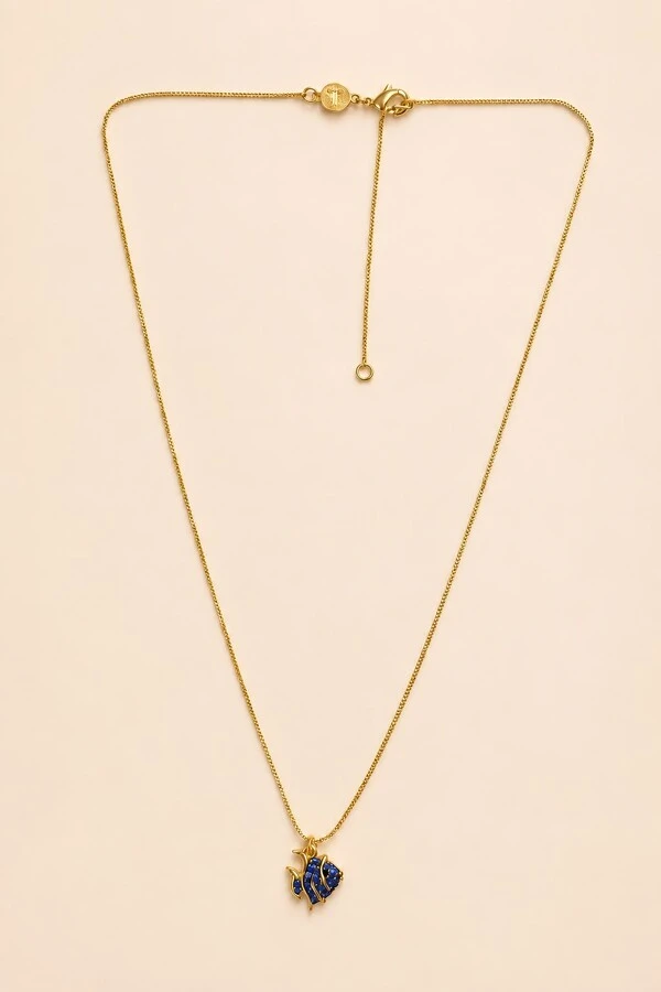 Colar Peixinho Zircônia Banho Ouro 18K