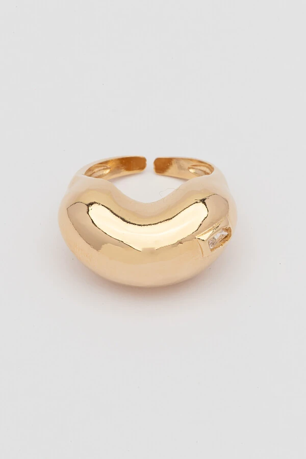 Anel Dourado Bean Zircônia Carrê