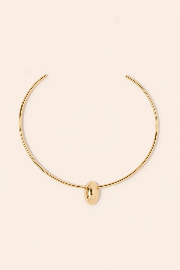 Colar Aro Dourado Bean Ponto Zircônia
