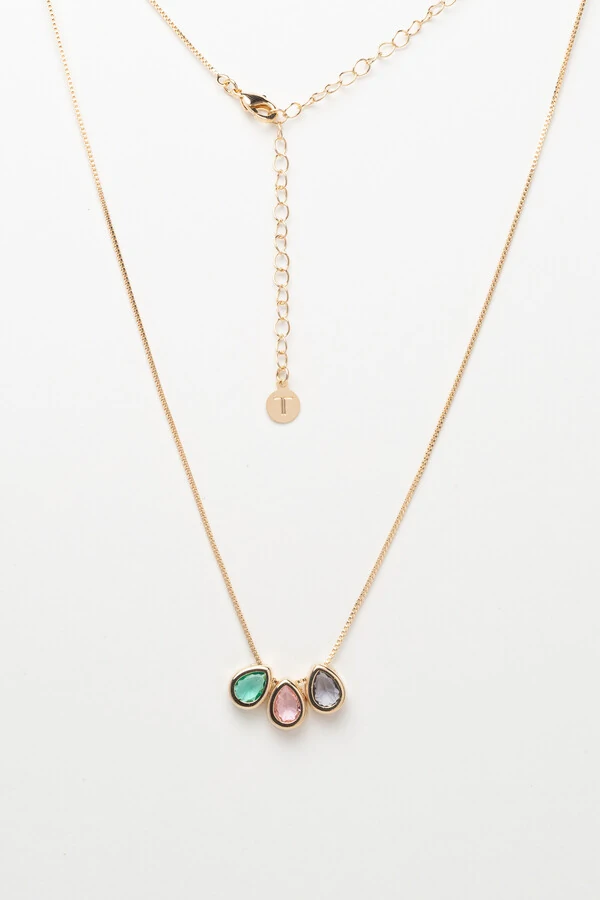 Colar Gotas Color Banho Ouro 18K