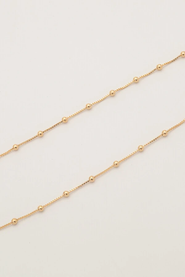 Colar Choker Corrente Bolinhas Banho Ouro 18K