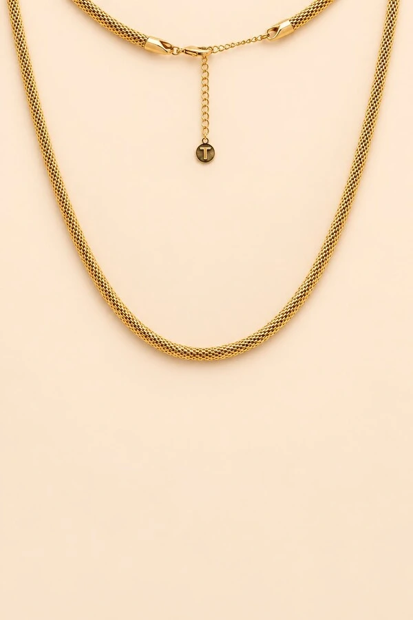 Colar Dourado Choker Malha