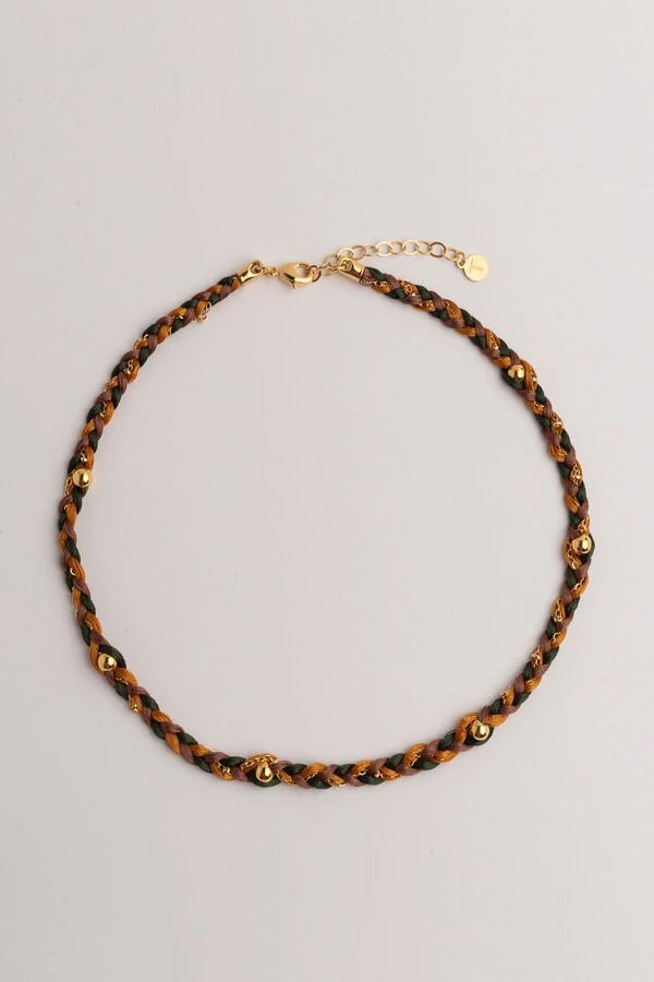 Colar Choker Trançado Boho Banho Ouro 18k