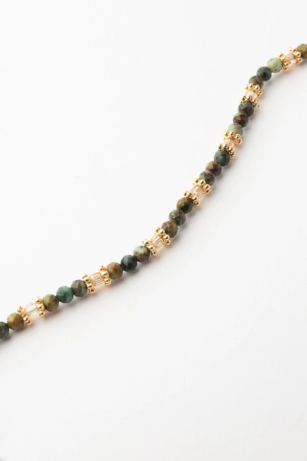 Pulseira Turquesa Africana Banho Ouro 18K