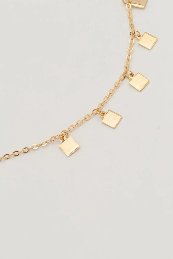 Colar Dourado Choker Cubos