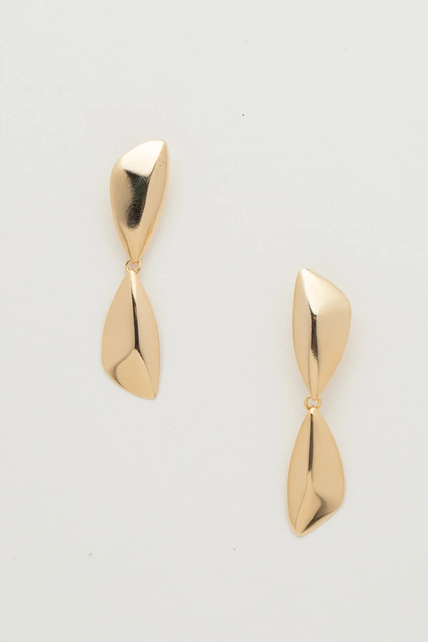 Brinco Dourado Folha Dupla