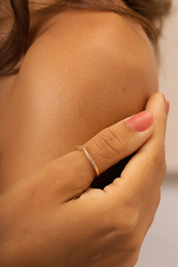 Anel Slim Mini Zircônia Banho Ouro 18K