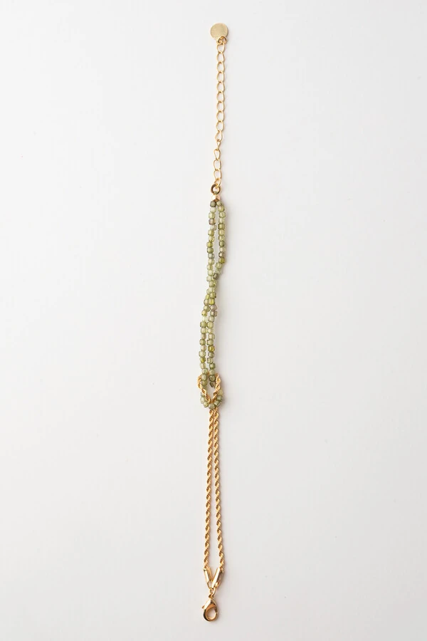 Pulseira Entrelaçada Zircônia Verde Banho Ouro 18K