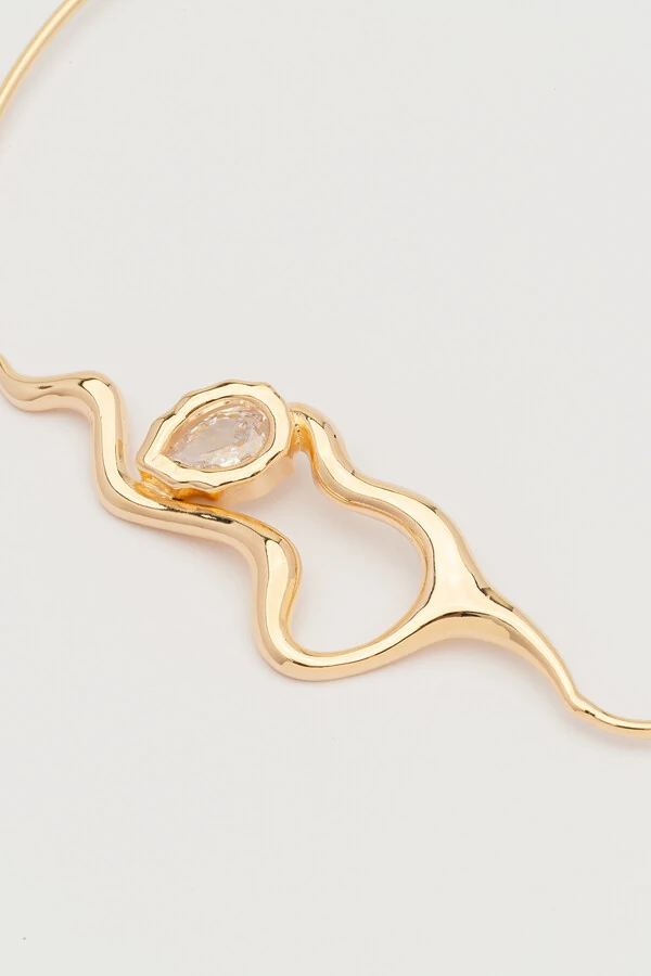 Colar Dourado Aro Snake Zircônia