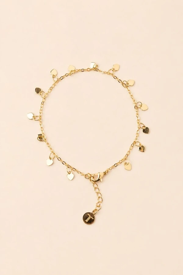 Pulseira Mini Corações Banho Ouro 18k