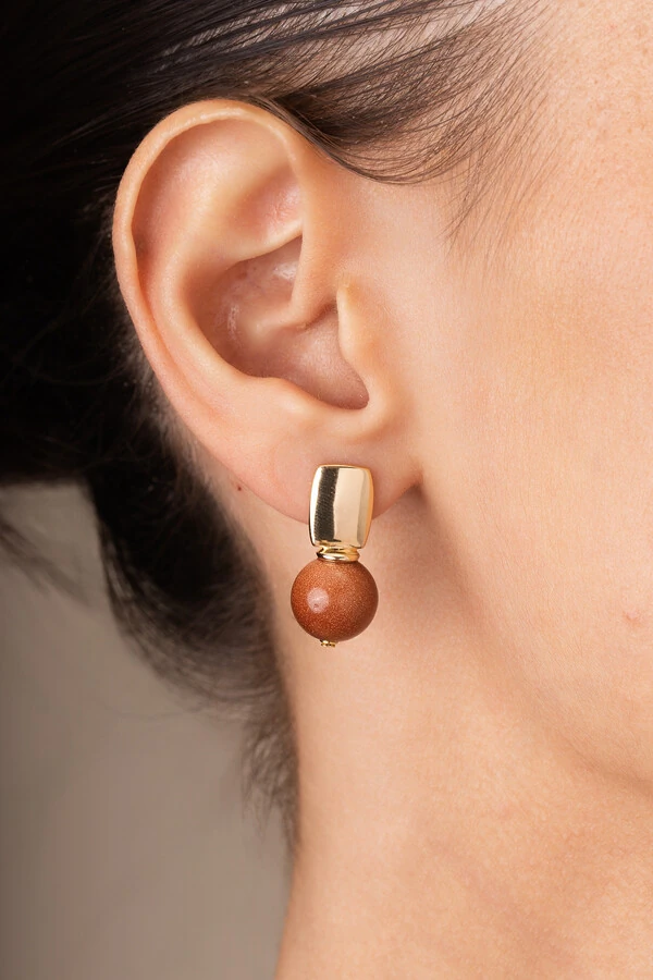 Brinco Goldstone Banho Ouro 18K