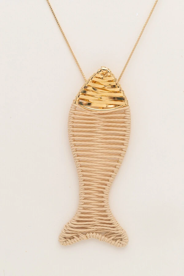 Colar Dourado Fish Palha
