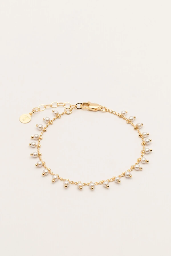 Pulseira Dourada Mini Pérolas