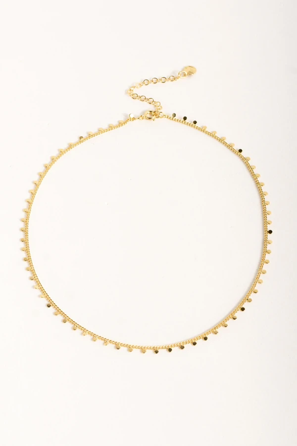 Colar Choker Mini Bolinhas Achatadas Banho Ouro 18k