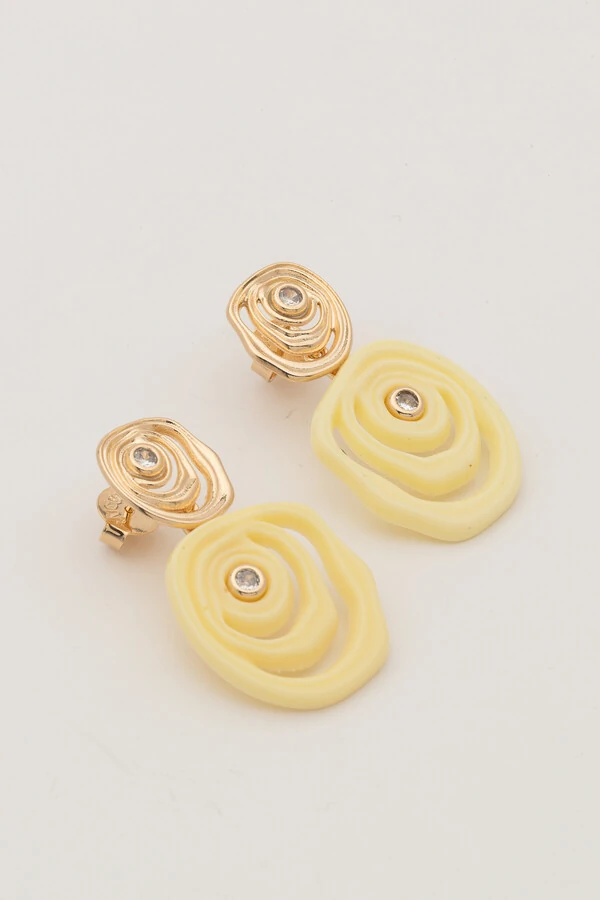 Brinco Dourado Vibração Duplo Resina