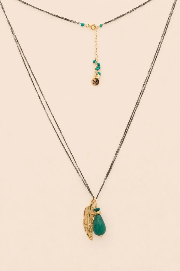 Colar Gaia Gota Jade Verde Banho Ouro 18k