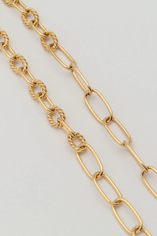 Colar Dourado Mix de Elos