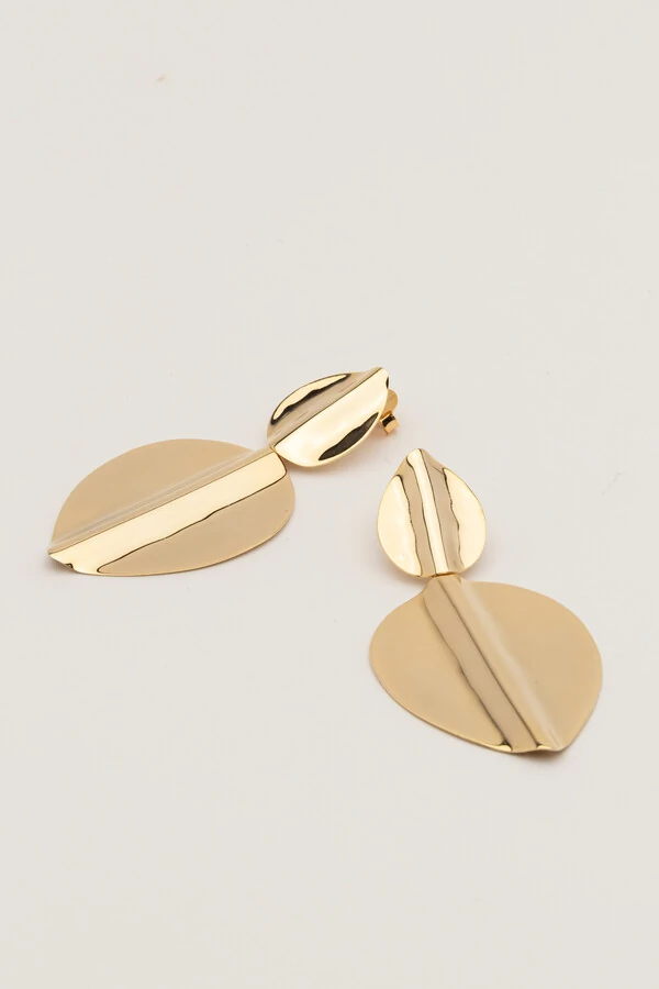 Brinco Dourado Folha Dupla