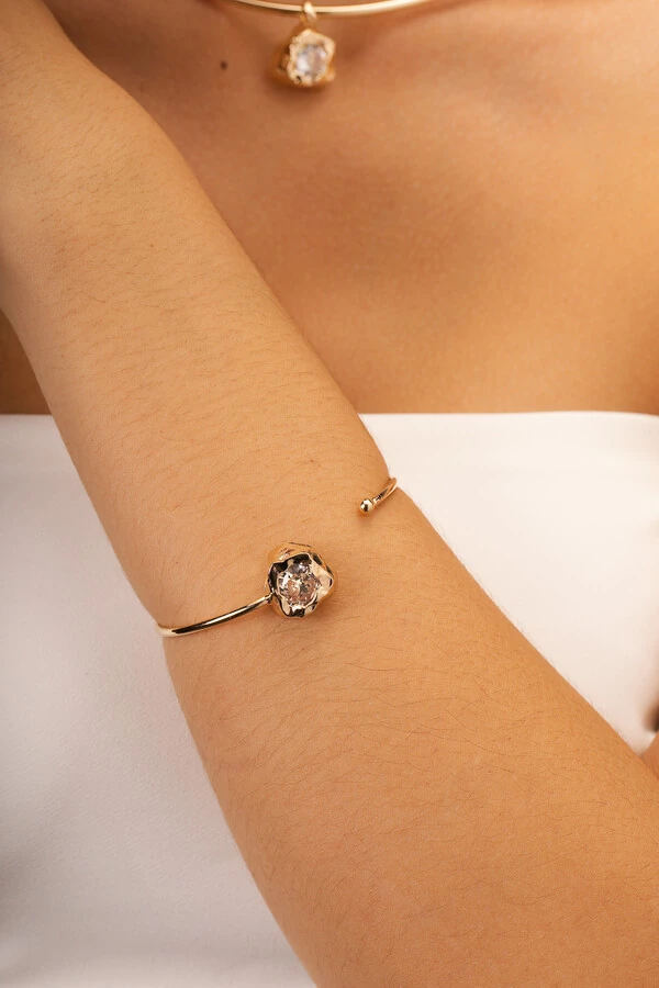 Pulseira Dourada Vesúvio Zircônia Cristal