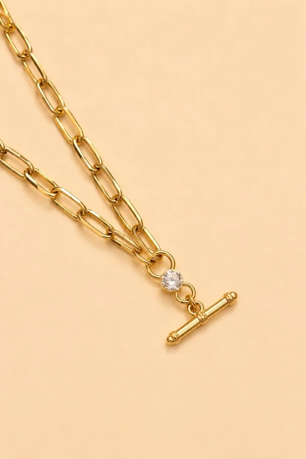 Colar Elos Anne Zircônia Banho Ouro 18K