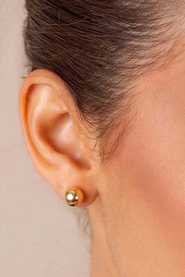 Brinco Mini Bola Banho Ouro 18k