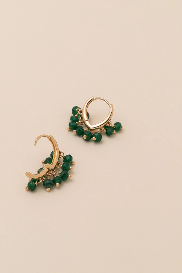 Brinco Biarritz Argola Cachinho Jade Banho Ouro 18k