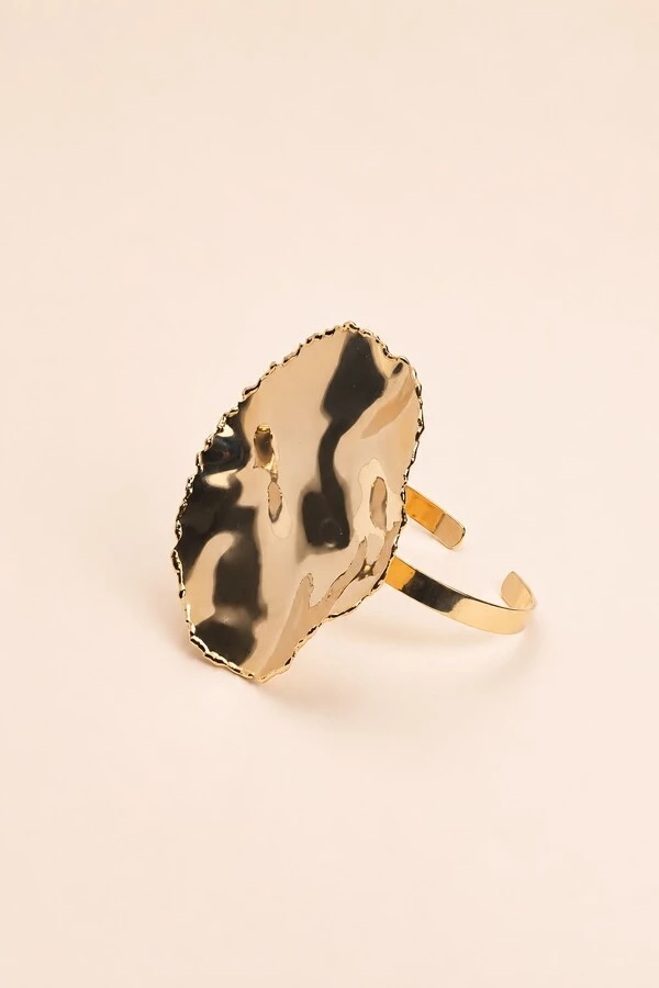 Pulseira Bracelete Dourado Placa Orgânica