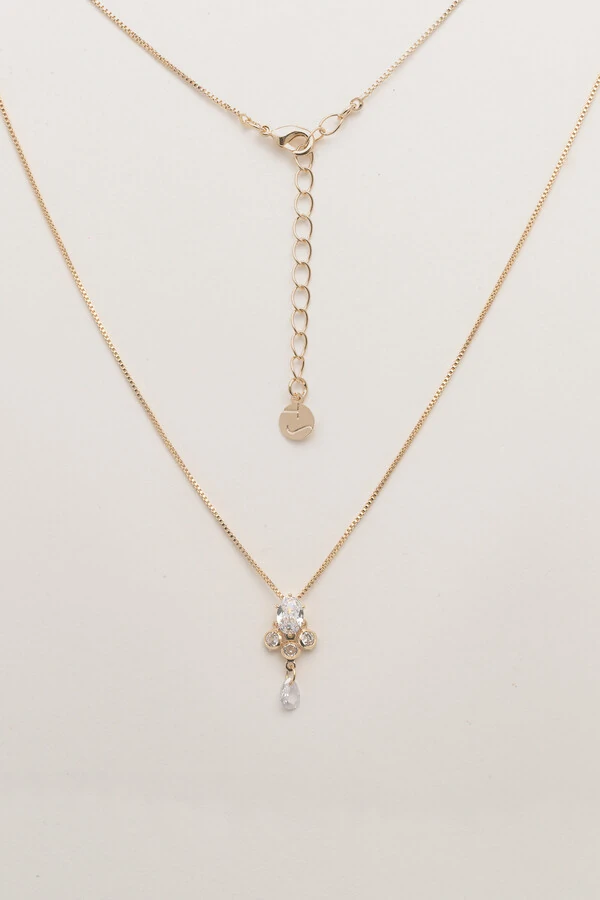 Colar Banho Ouro 18K Zircônias Cristal