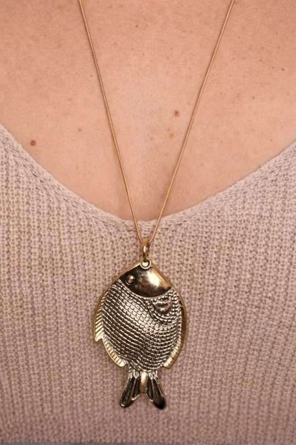 Colar Dourado Longo Peixe