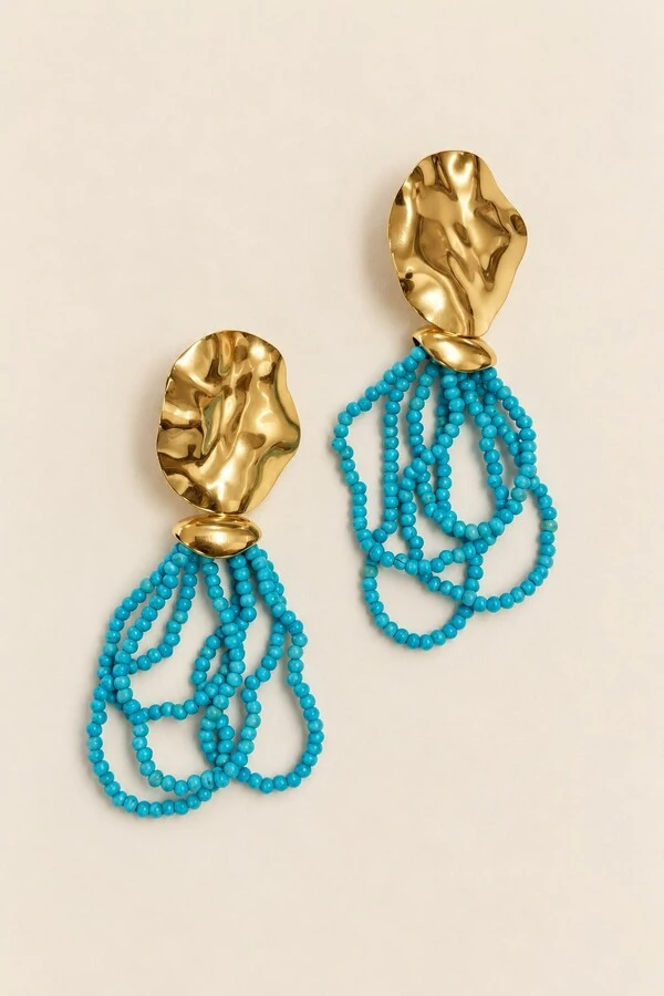 Brinco Elegance Howlita Banho Ouro 18K
