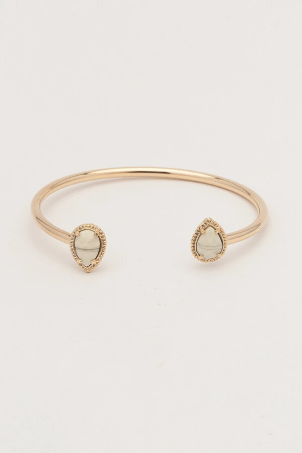 Pulseira Dourada Gota Dupla Resina Off White