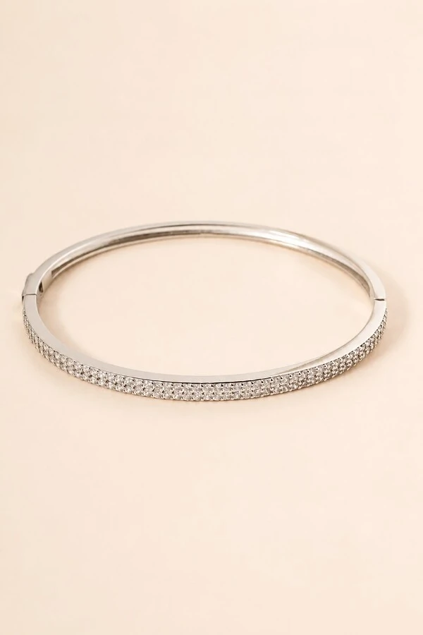 Pulseira Bracelete Prateado Zircônia